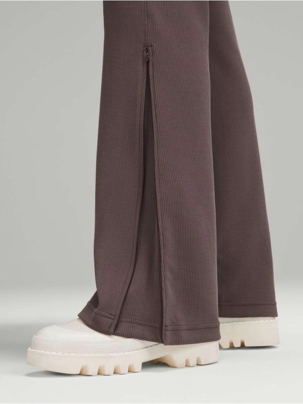 Lululemon Brushed Softstreme Ribbed Zip Flared Pants - Picture 3 of 10